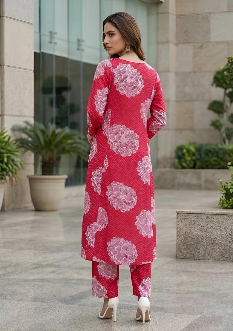 Fuchsia Printed Viscose Co Ords Set - Indya