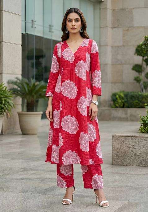 Fuchsia Printed Viscose Co Ords Set