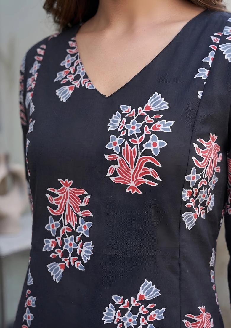 Black Printed Viscose Co Ords Set - Indya