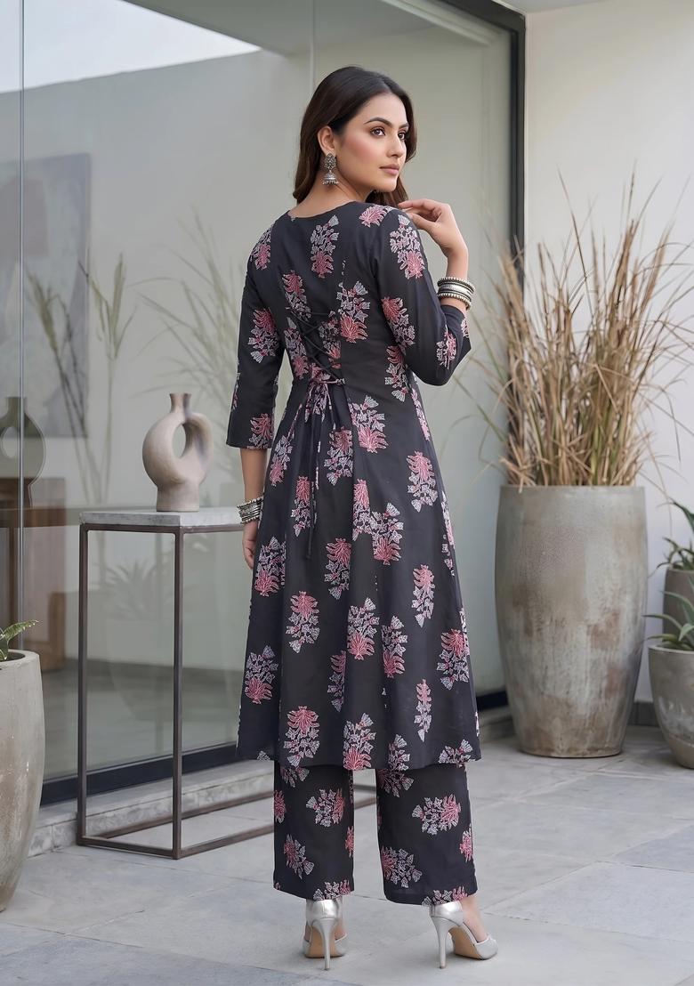 Black Printed Viscose Co Ords Set - Indya