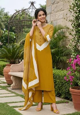 Yellow Printed Cotton Palazzo Set