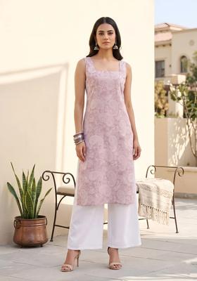 Lavender Floral Print Cotton Co Ords Set