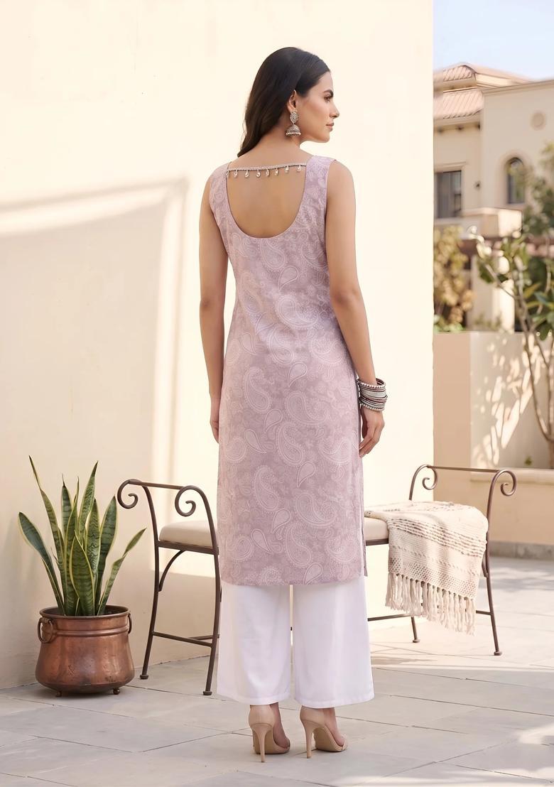 Lavender Floral Print Cotton Co Ords Set - Indya
