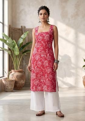 Pink Floral Print Cotton Co Ords Set