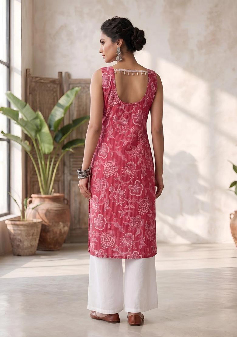 Pink Floral Print Cotton Co Ords Set - Indya