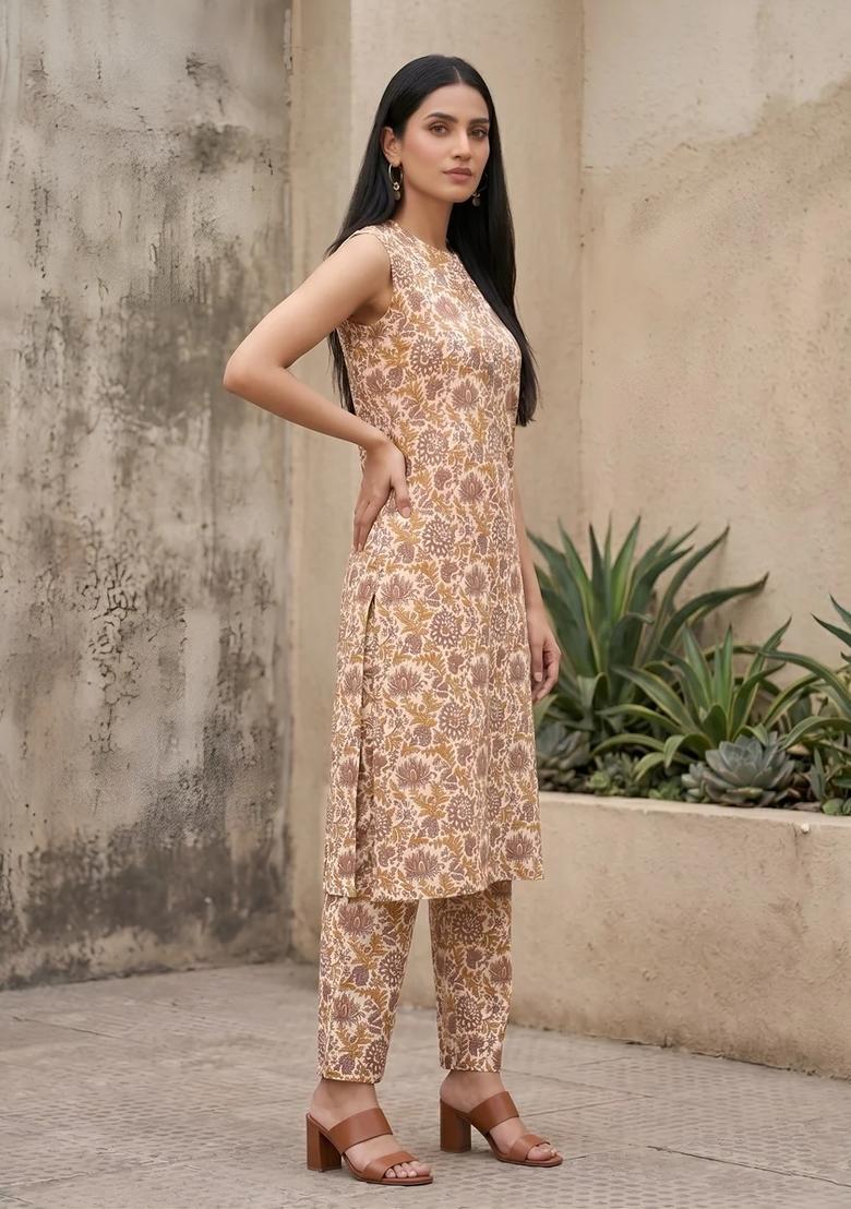 Multicolor Printed Cotton Co Ords Set - Indya
