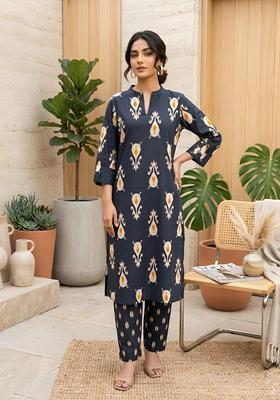 Black Printed Cotton Co Ords Set