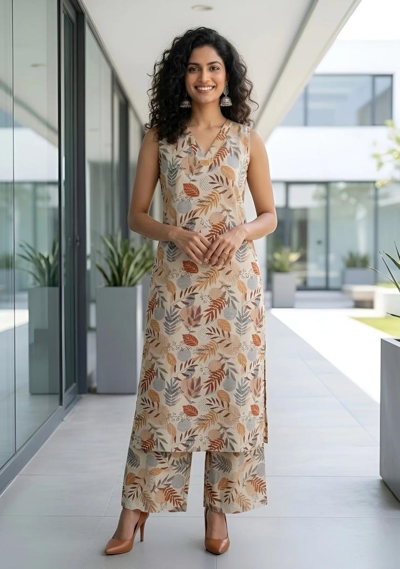 Multicolor Printed Cotton Co Ords Set - Indya