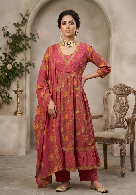 Pink Printed Cotton Palazzo Set