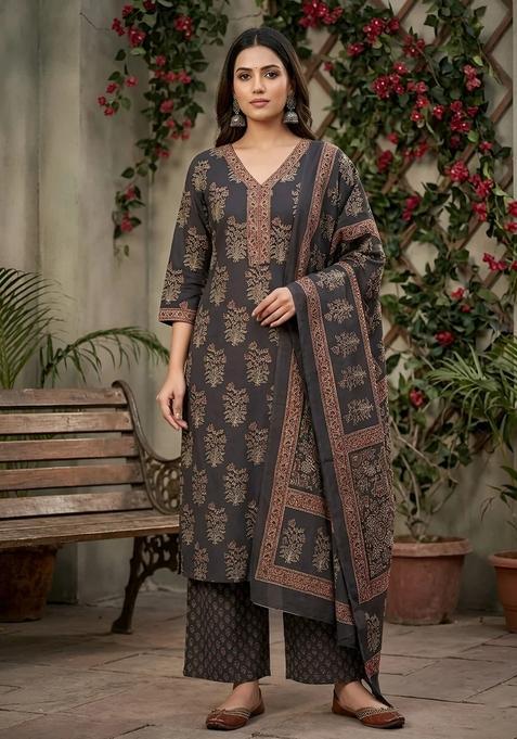 Black Printed Cotton Palazzo Set