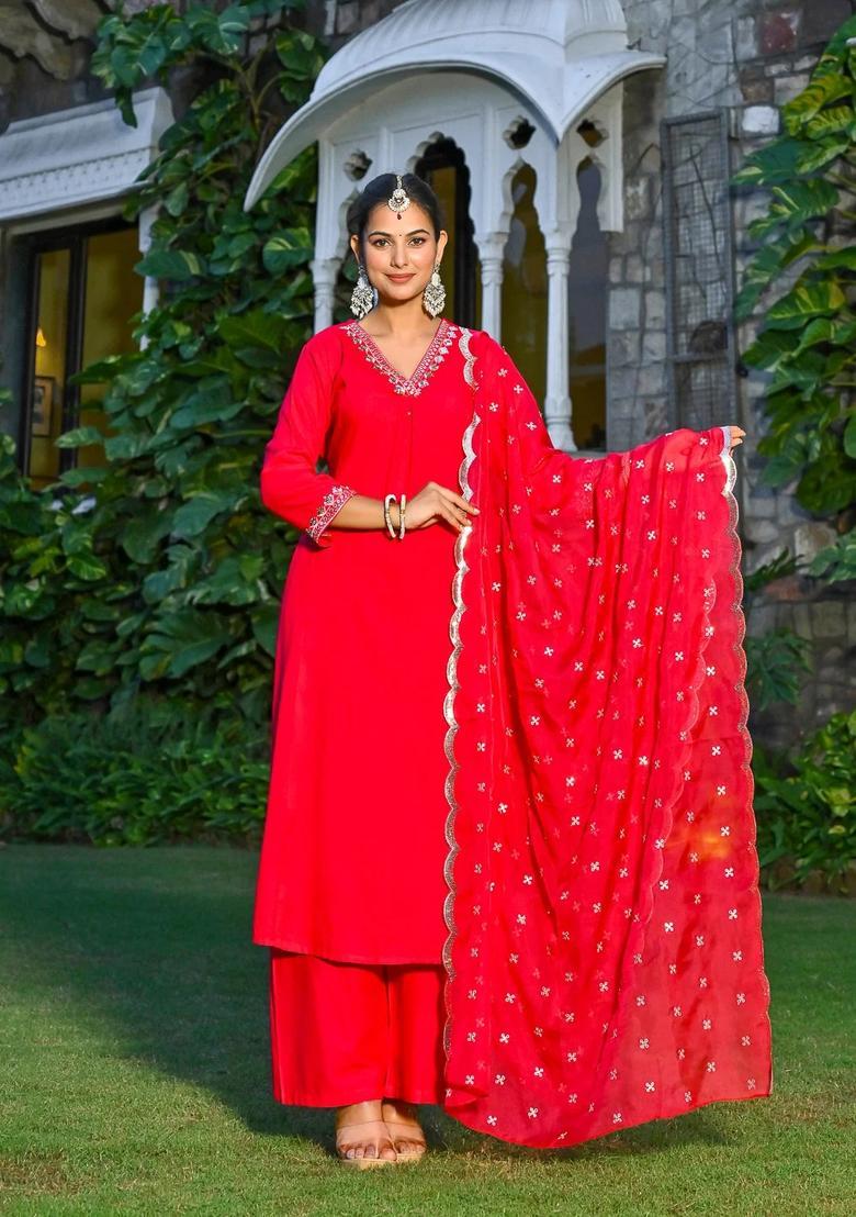 Magenta Printed Viscose Palazzo Set - Indya
