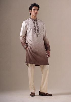 Light Purple Embroidery Work Silk Kurta Set