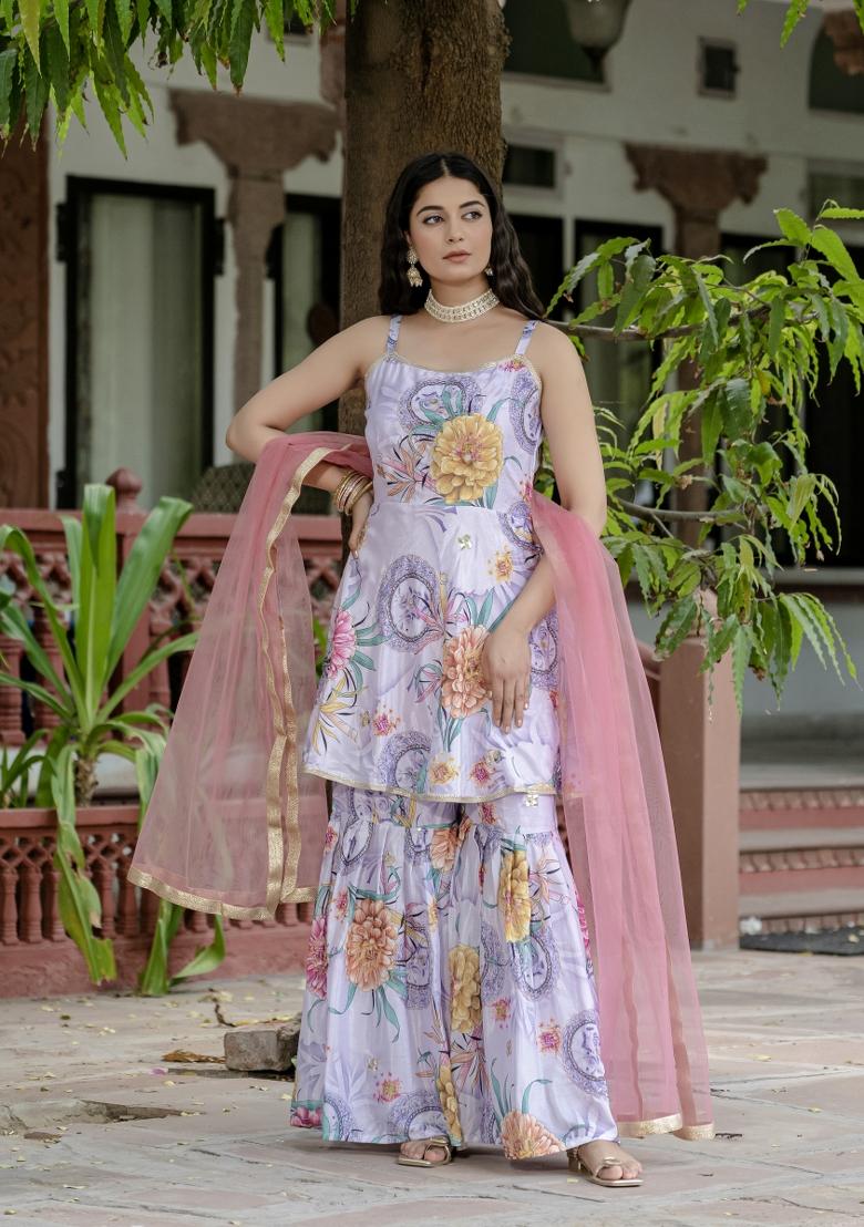 Multicolor Chinon Palazzo Set - Indya