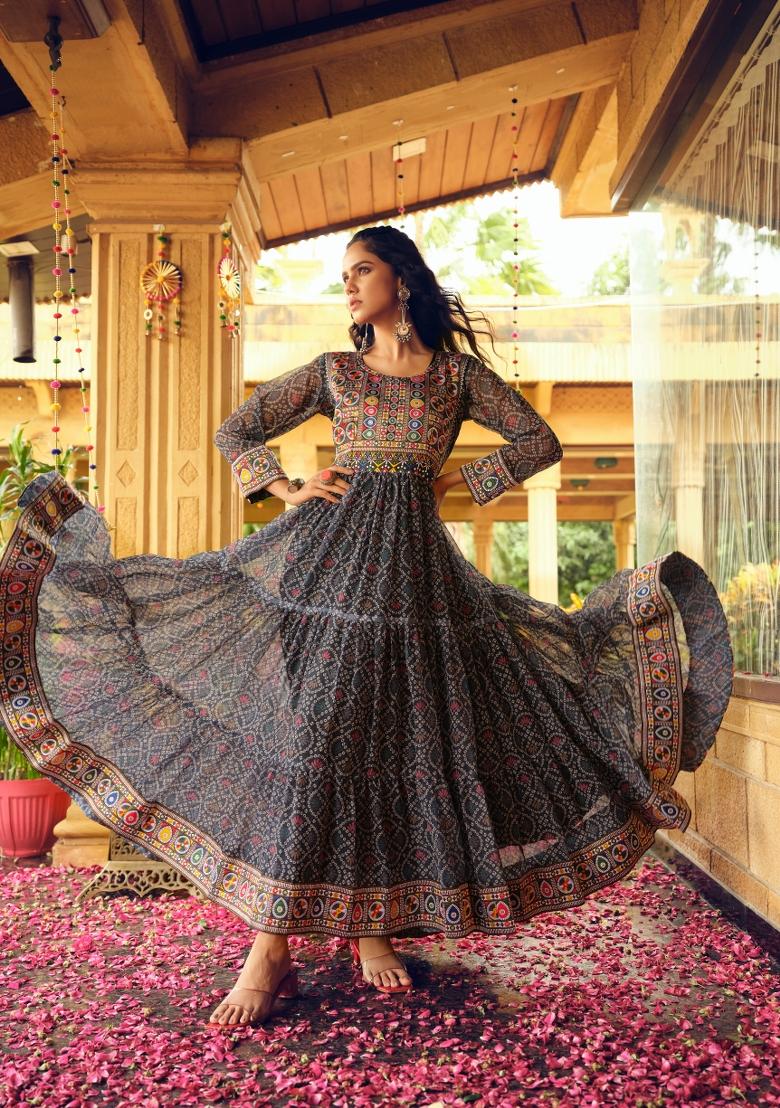 Blue Georgette Gown - Indya
