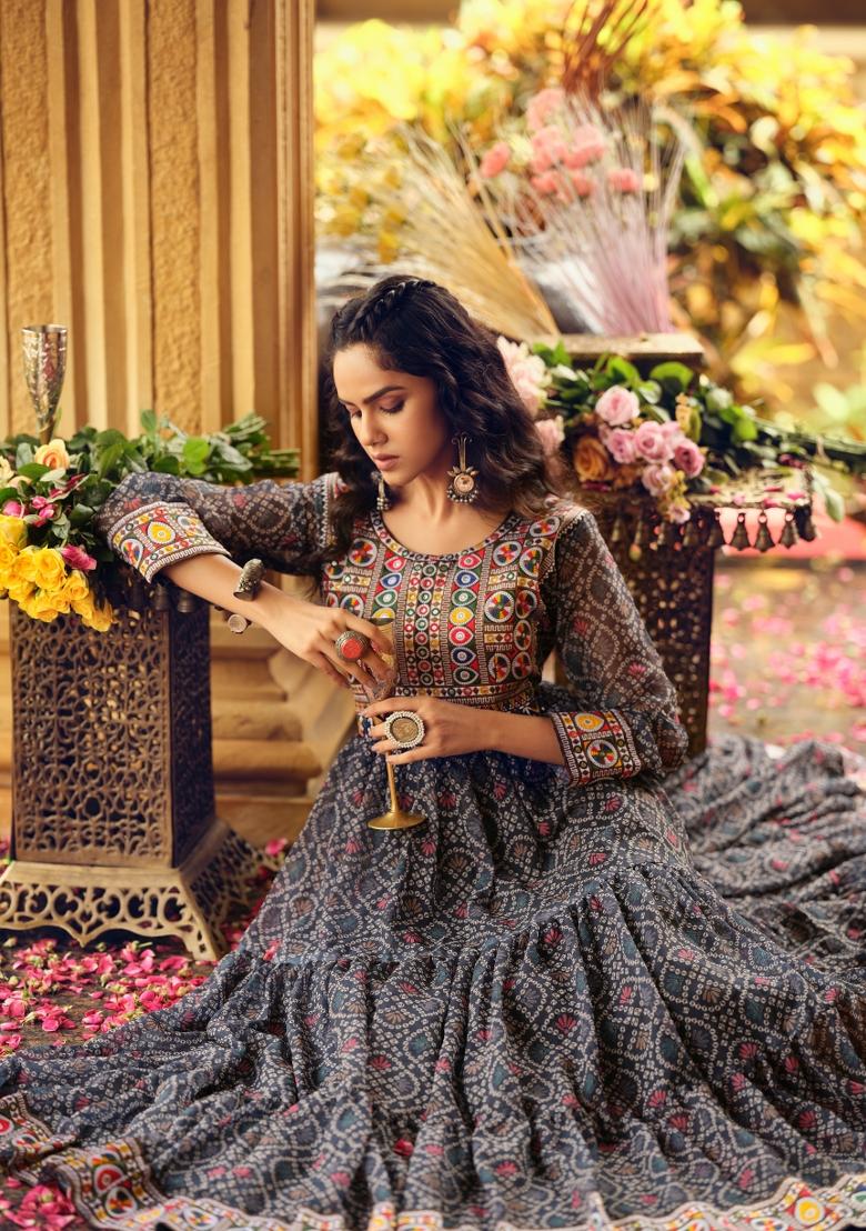 Blue Georgette Gown - Indya