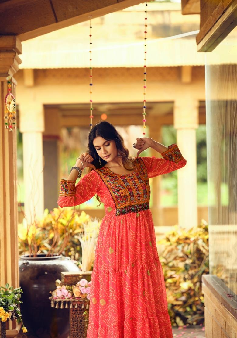 Red Georgette Gown - Indya