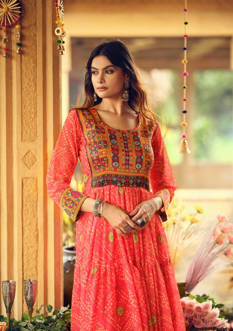 Red Georgette Gown - Indya