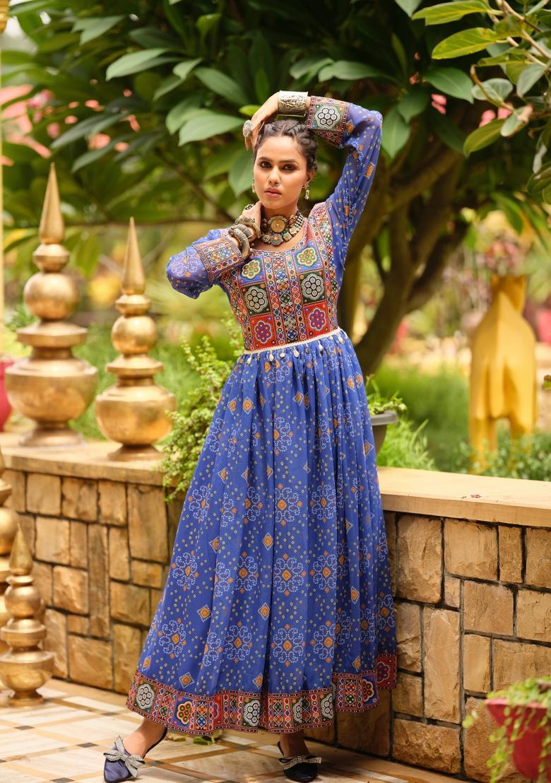 Blue Georgette Gown - Indya