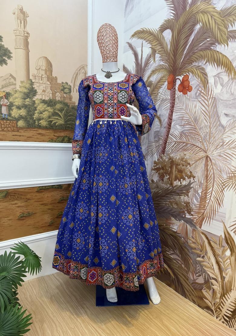 Blue Georgette Gown - Indya