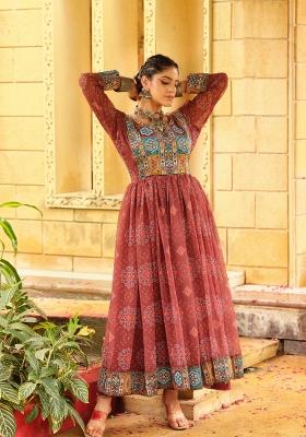 Red Georgette Gown