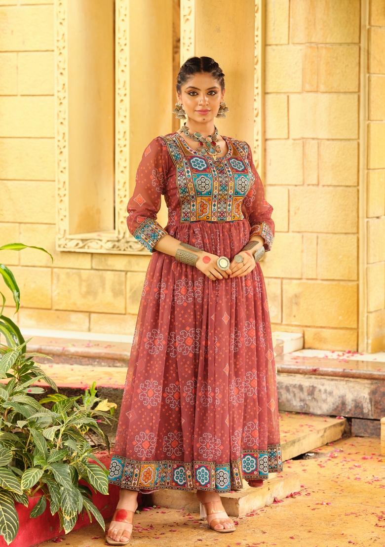 Red Georgette Gown - Indya