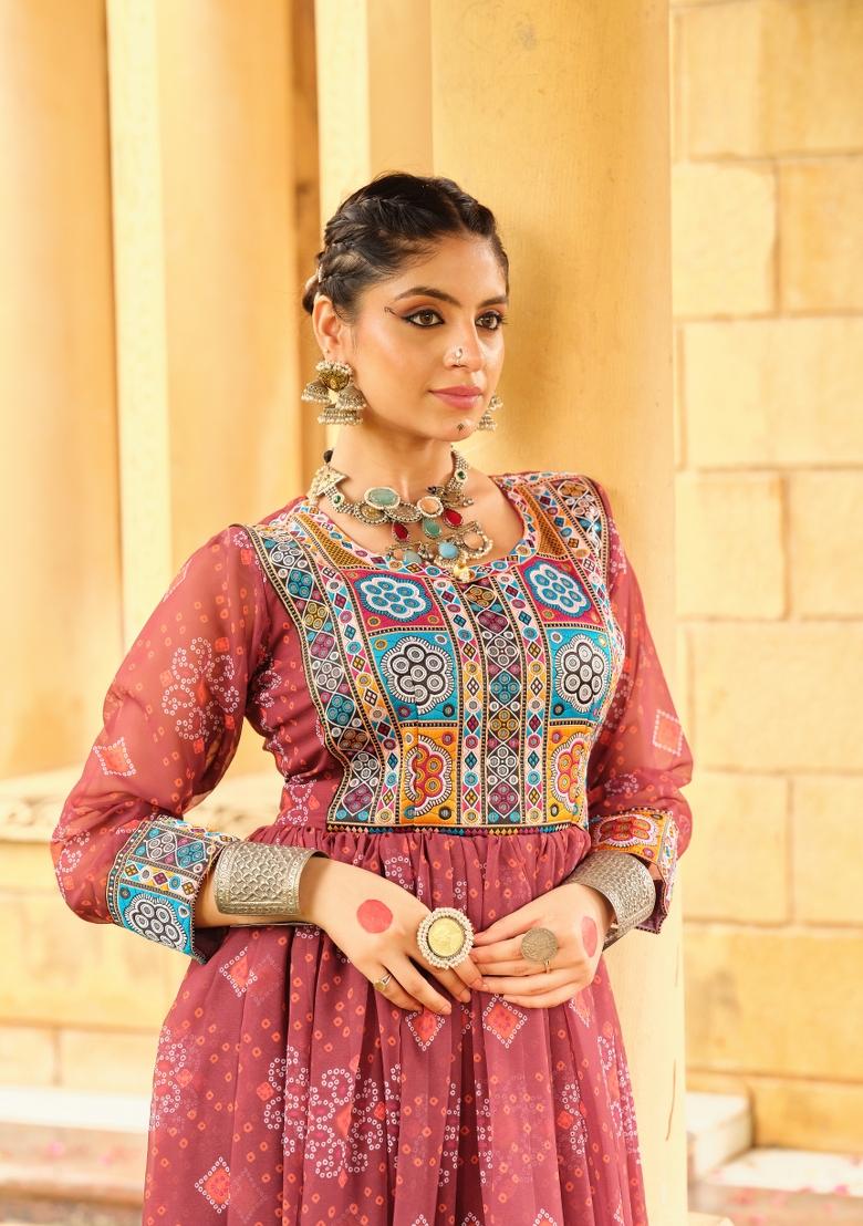 Red Georgette Gown - Indya
