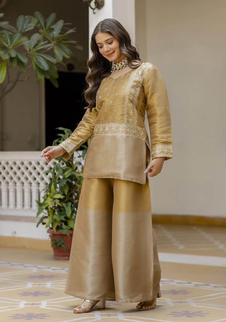 Yellow Banarasi Co Ords Set - Indya