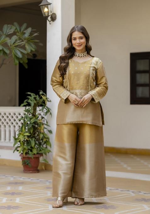 Yellow Banarasi Co Ords Set