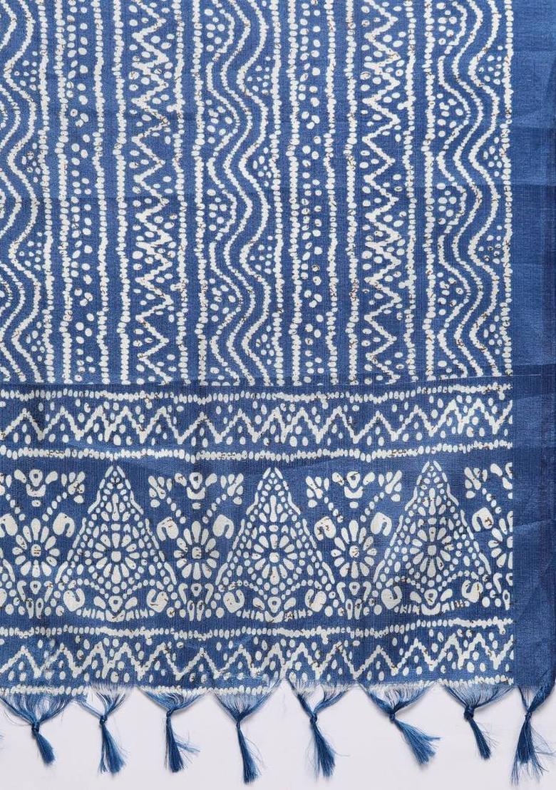 Blue Floral Print Cotton Kurta Set - Indya