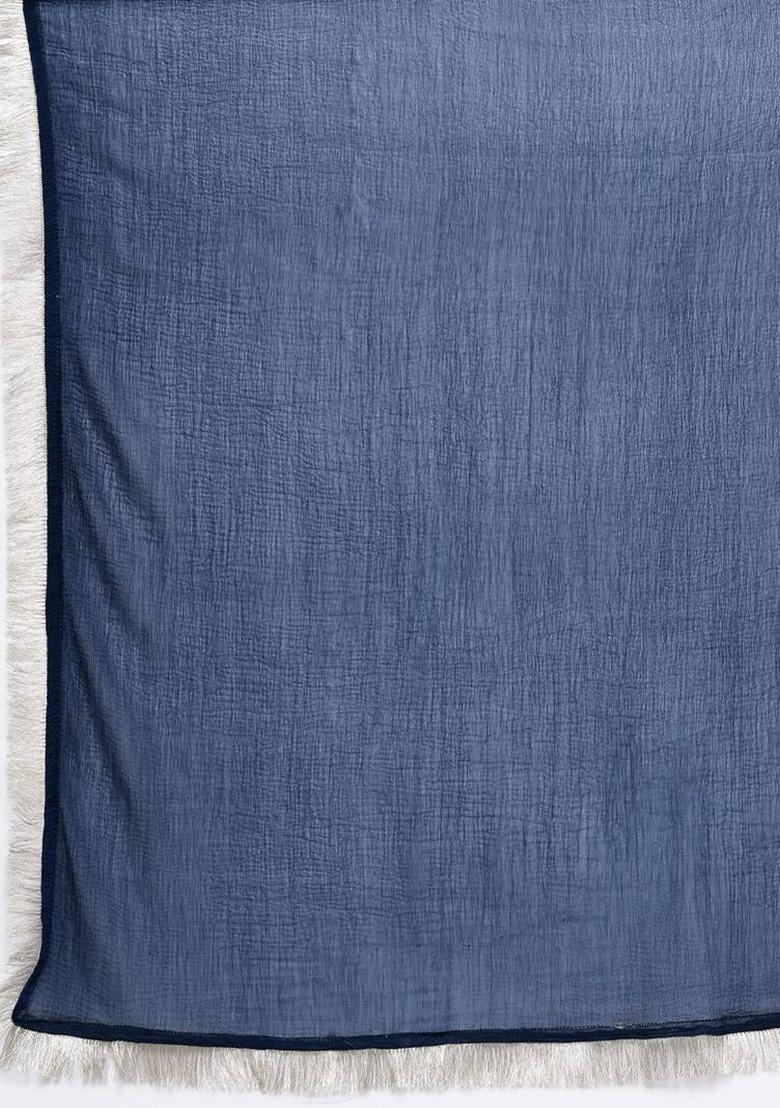 Navy Blue Embroidery Silk Kurta Set - Indya