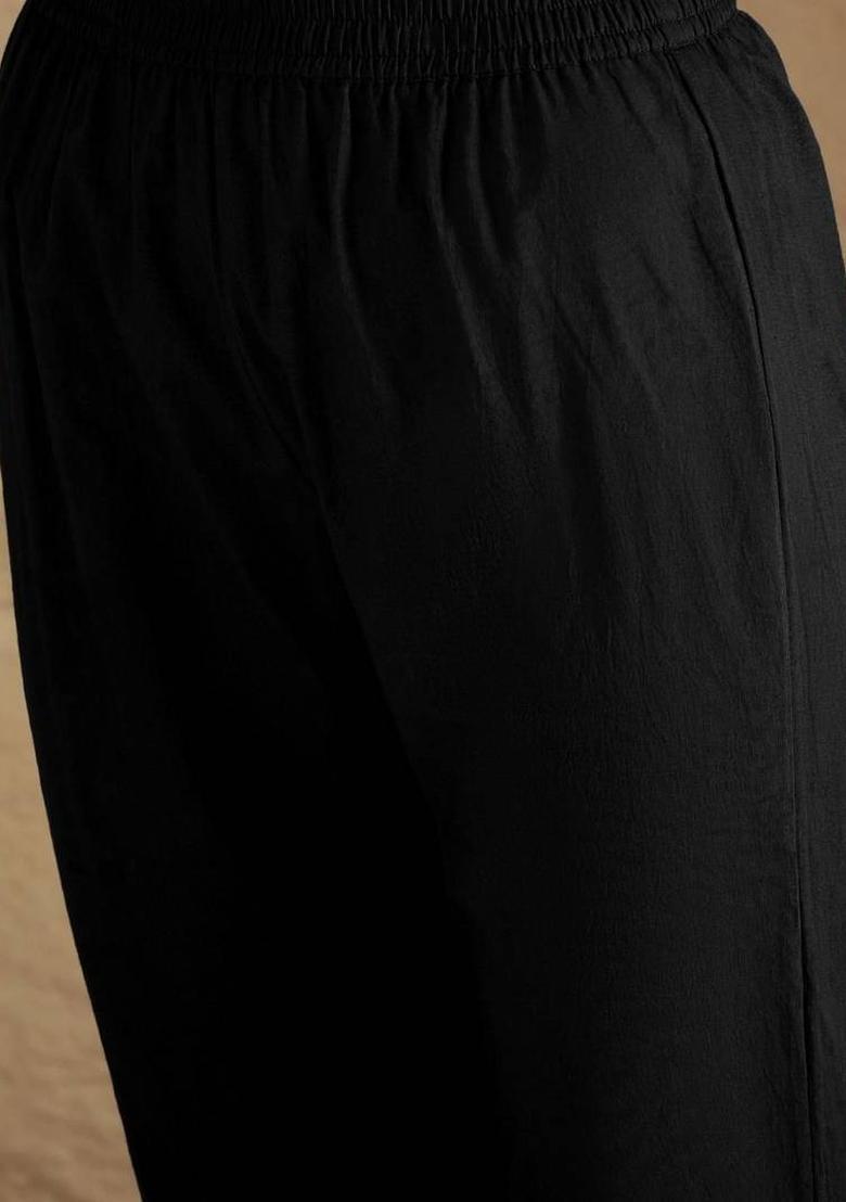 Black Floral Print Georgette Kurta Set - Indya