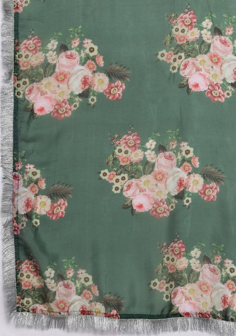 Green Embroidery Silk Kurta Set - Indya