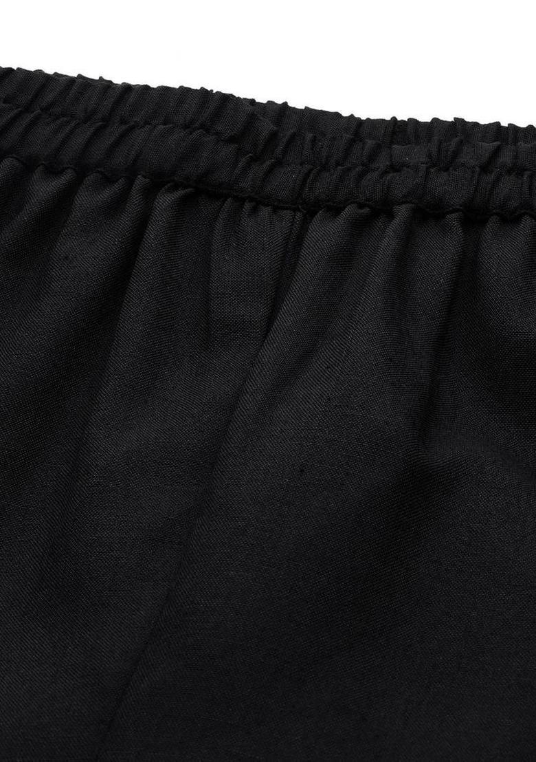 Black Solid Cotton Kurta Set - Indya