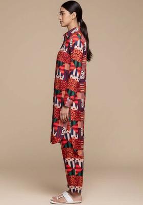 Multicolor Floral Print Cotton Kurta Set