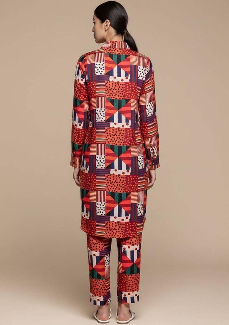 Multicolor Floral Print Cotton Kurta Set - Indya