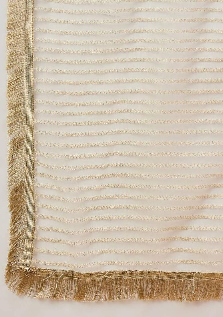 Off White Embroidery Silk Kurta Set - Indya