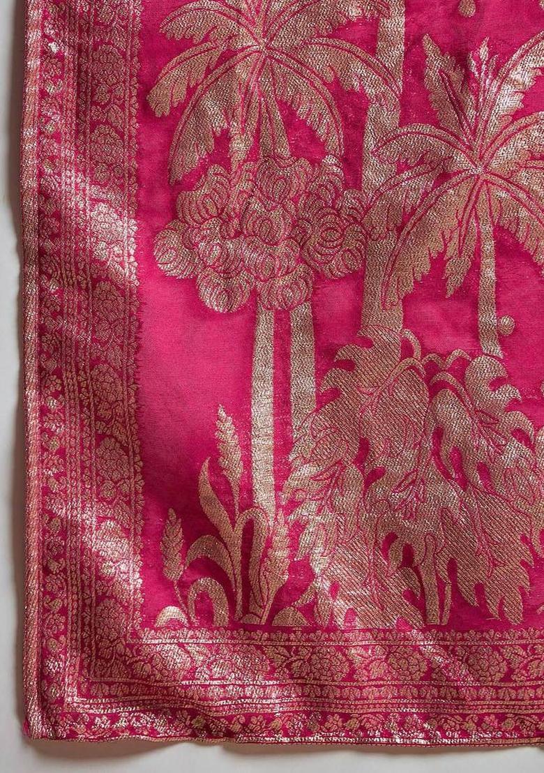 Fuchsia Solid Silk Kurta Set - Indya