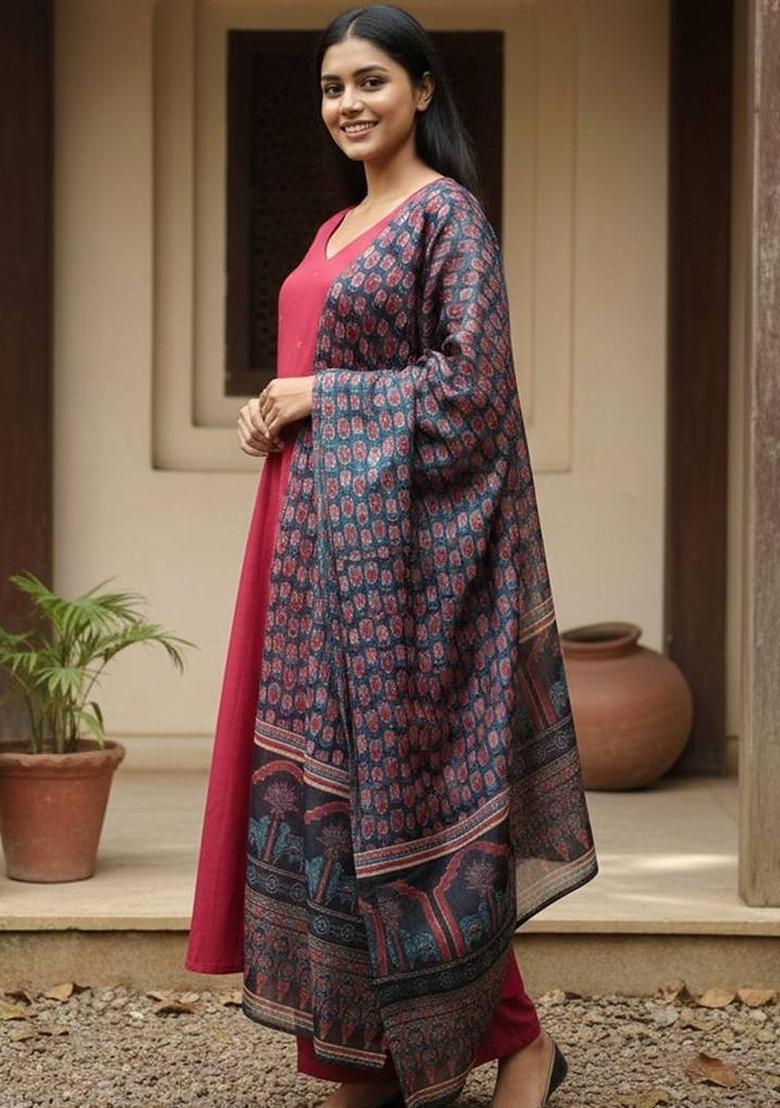 Maroon Solid Cotton Kurta Set - Indya