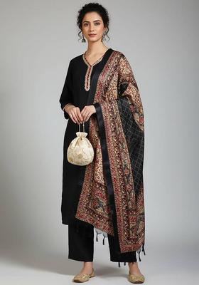 Black Thread Work Silk Kurta Set