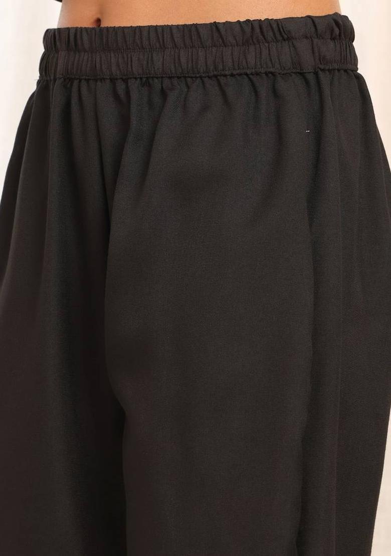 Black Solid Cotton Kurta Set - Indya