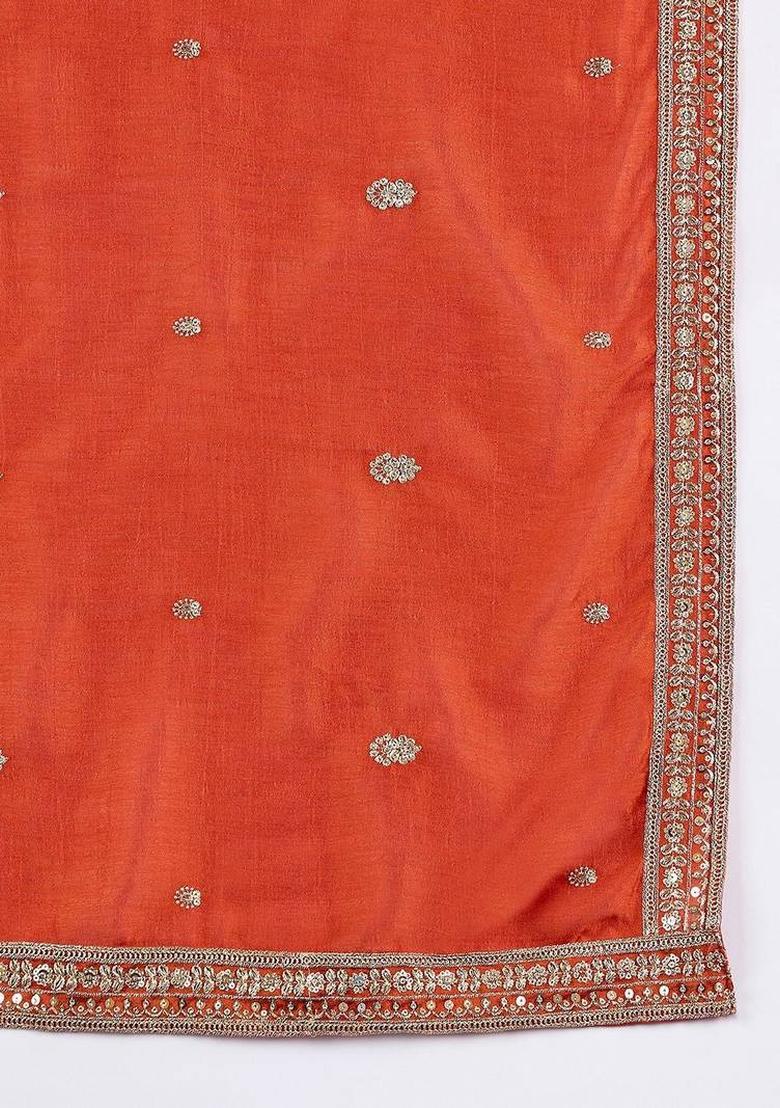 Mustard Embroidery Silk Kurta Set - Indya