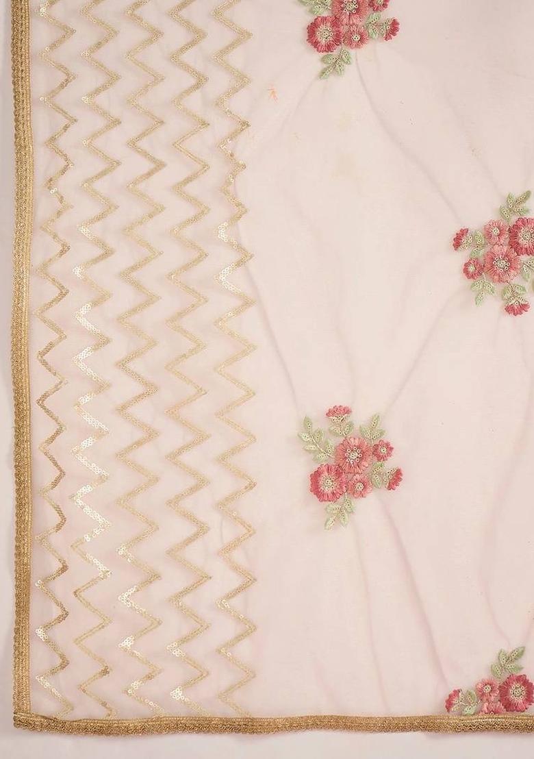 Pink Thread Work Silk Kurta Set - Indya