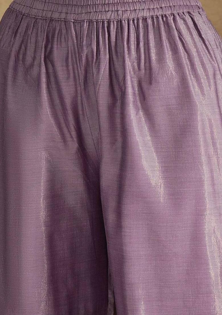 Lavender Silk Kurta Set - Indya