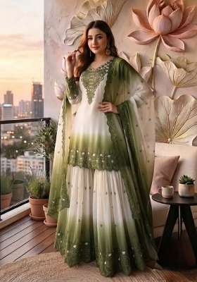 Mehendi Embroidery Georgette Kurta Set