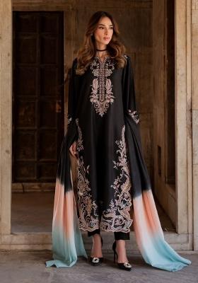 Black Embroidery Rayon Kurta Set
