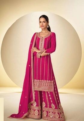 Pink Sequin Work Chinon Kurta Set