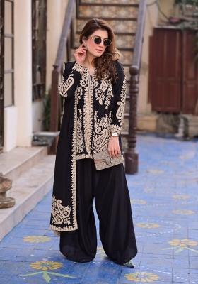 Navy Blue Embroidery Georgette Kurta Set