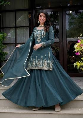 Green Embroidery Cotton Kurta Set