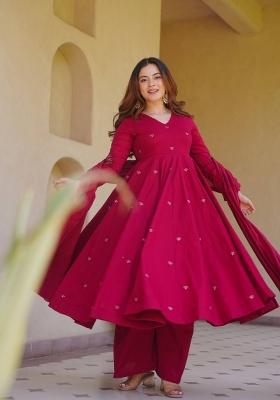 Pink Embroidery Silk Anarkali Set
