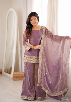 Dusty Pink Embroidery Silk Kurta Set